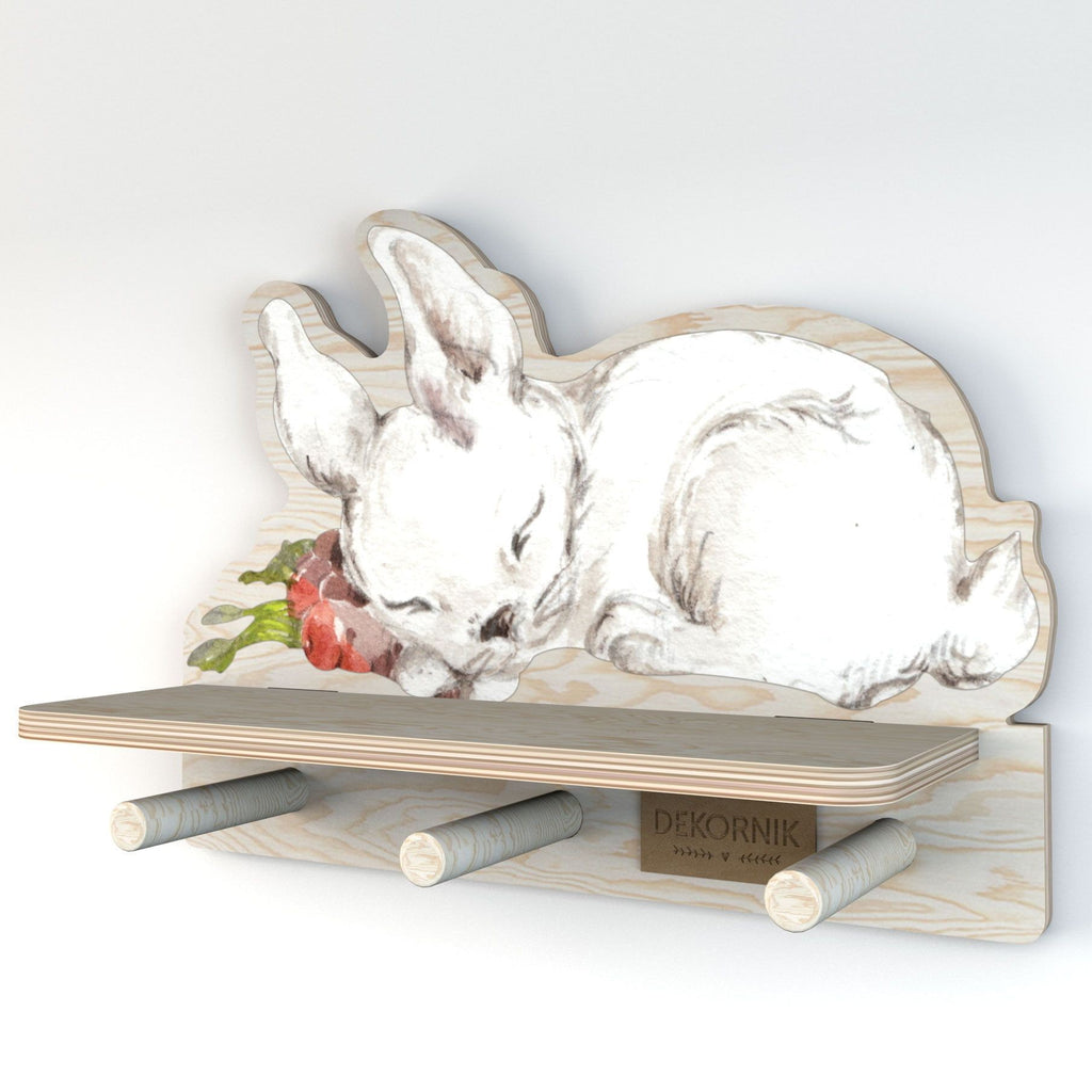 Wandplank kinderkamer met haakjes – konijn – afbeelding 2