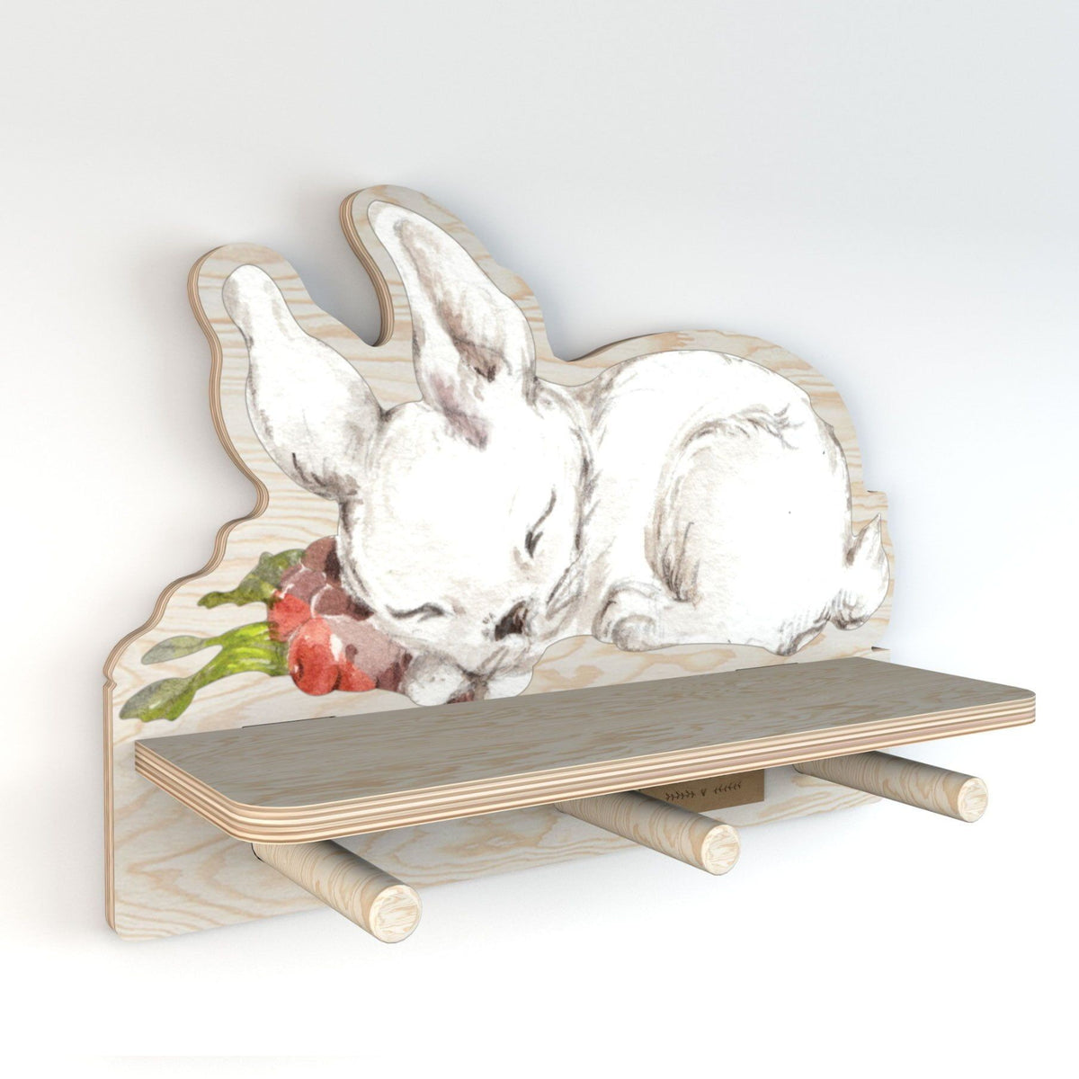 Wandplank kinderkamer met haakjes – konijn – afbeelding 3