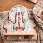 Wandplank kinderkamer met haakjes – raket – afbeelding 5