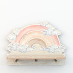 Wandplank kinderkamer met haakjes – roze regenboog