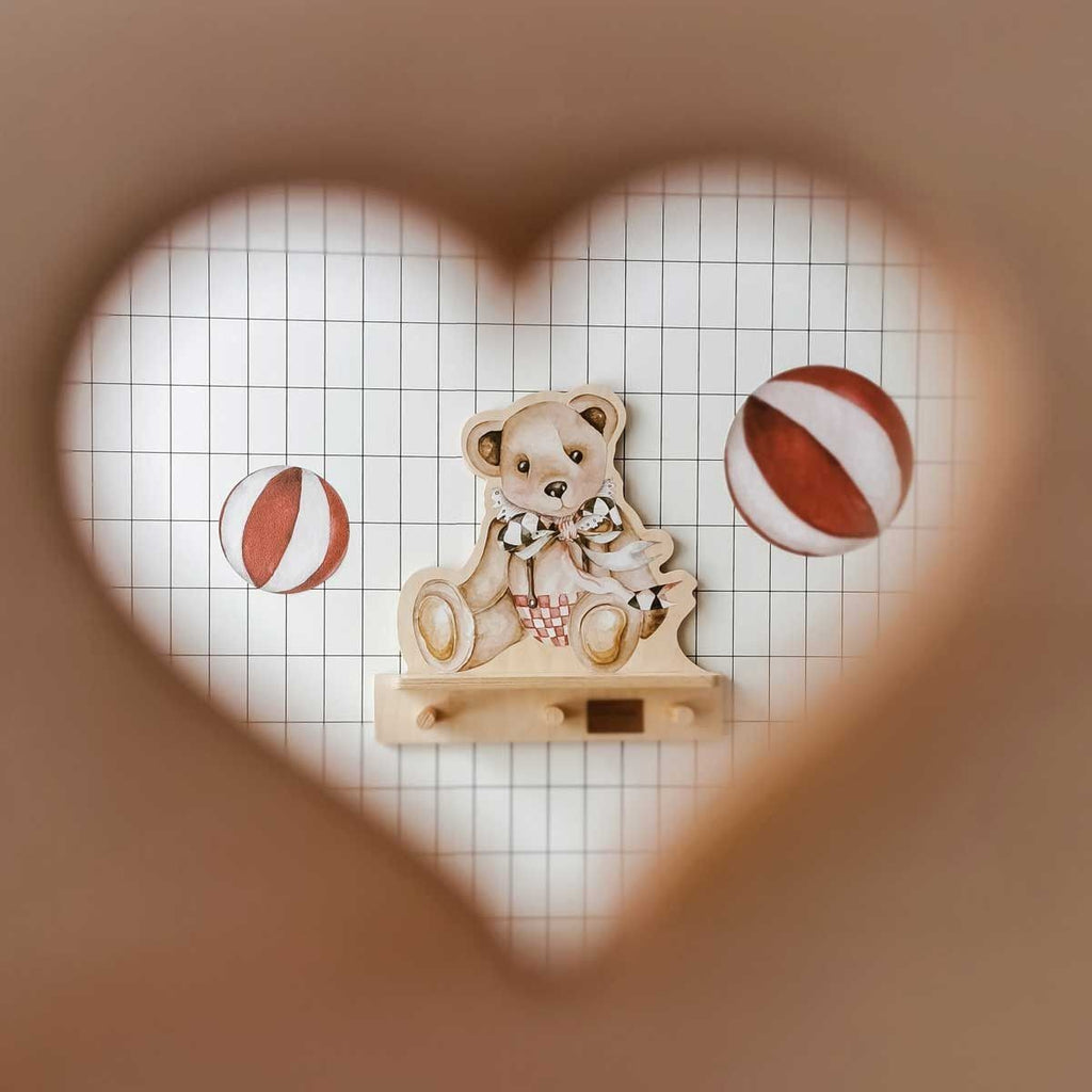Wandplank kinderkamer met haakjes – teddybeer – afbeelding 2