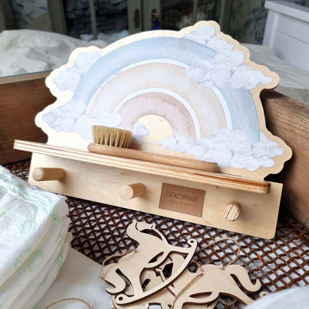 Wandplank kinderkamer – mini wandplank blauwe regenboog – afbeelding 3