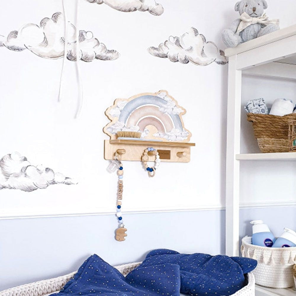 Wandplank kinderkamer – mini wandplank blauwe regenboog – afbeelding 8