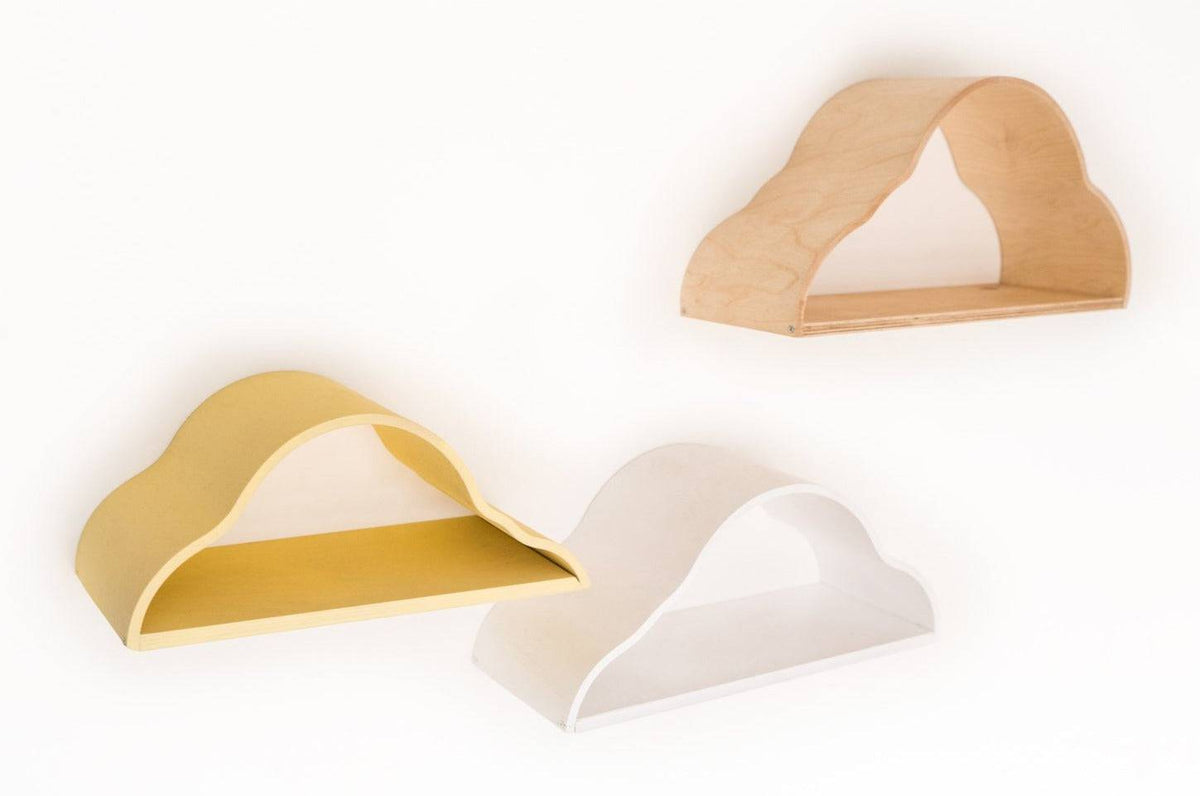 Wandplank wolk set van 3 wit geel naturel – afbeelding 4