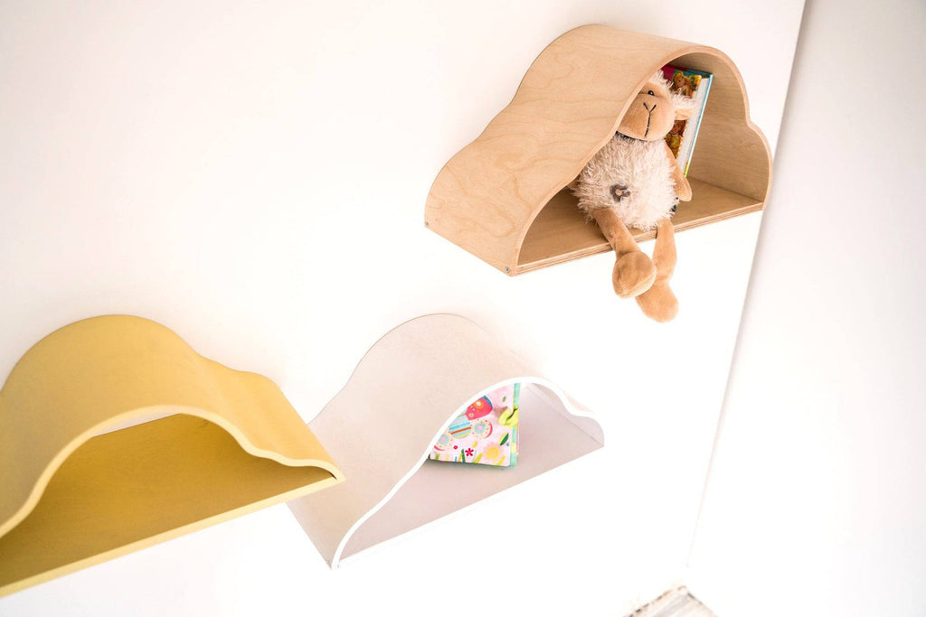 Wandplank wolk set van 3 wit geel naturel – afbeelding 5