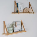 Wandplank kinderkamer zwevend met leren banden 70 cm