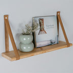 Wandplank kinderkamer zwevend met leren banden 70 cm – afbeelding 4