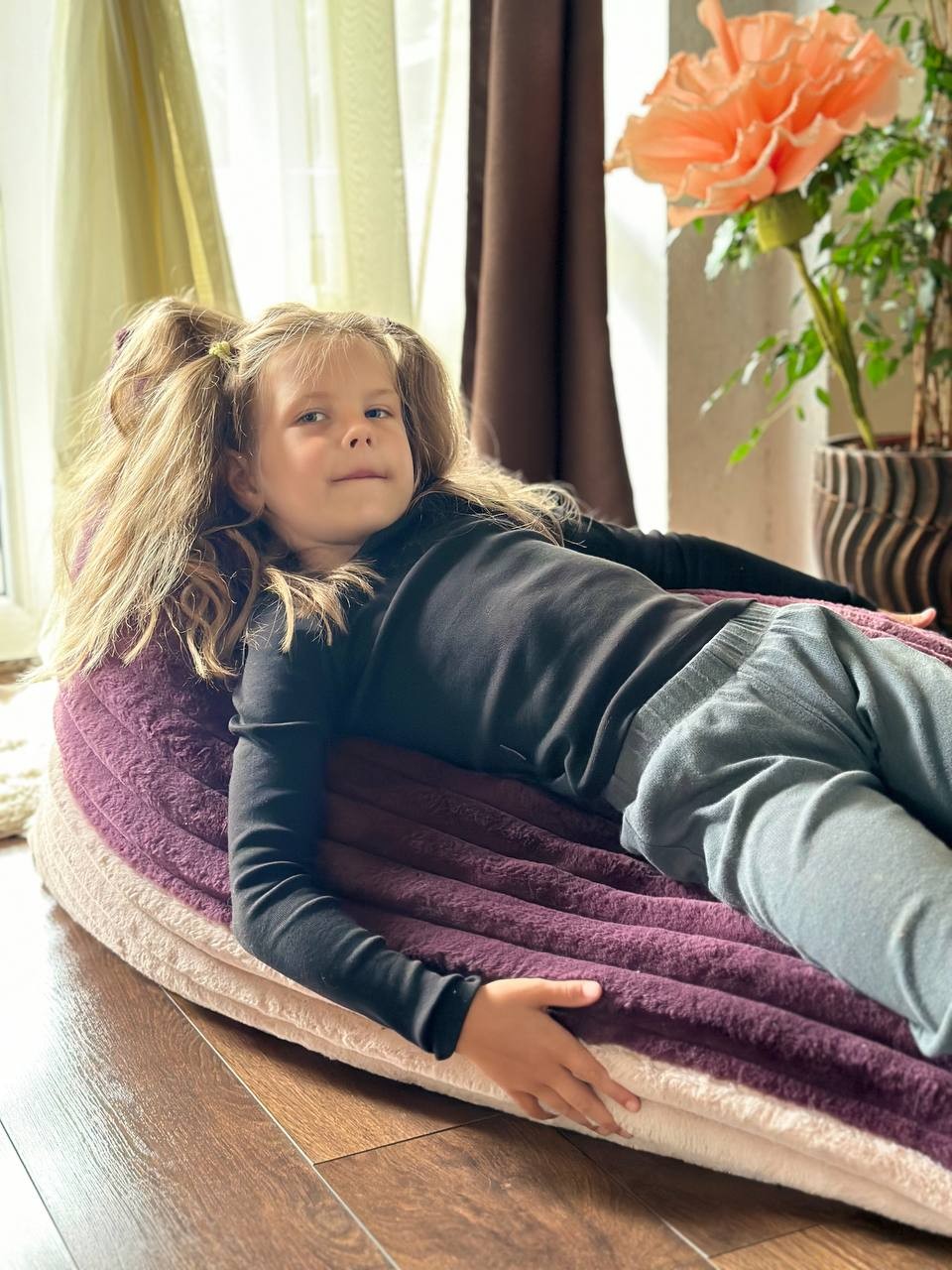 Zitzak kinderkamer tweekleurig – berry en rosé – afbeelding 3