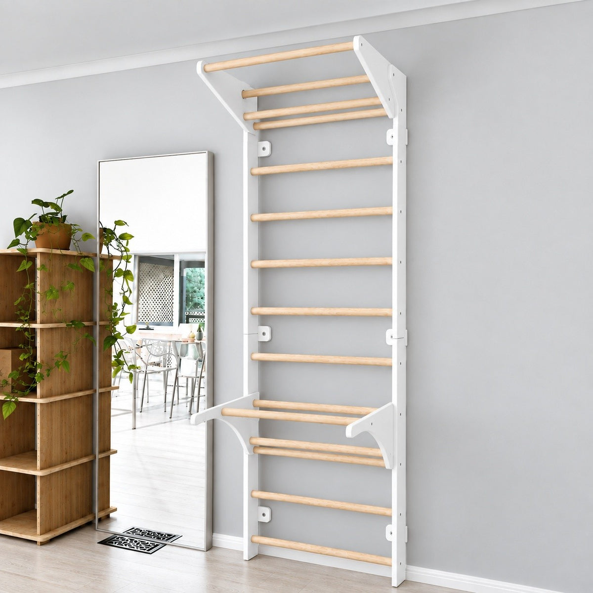 Zweedse ladder naturel met optrekstang en dipstang – afbeelding 3