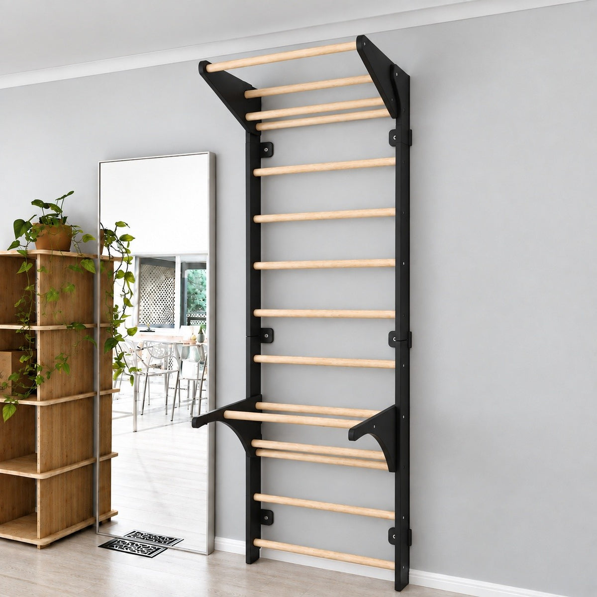 Zweedse ladder naturel met optrekstang en dipstang – afbeelding 4