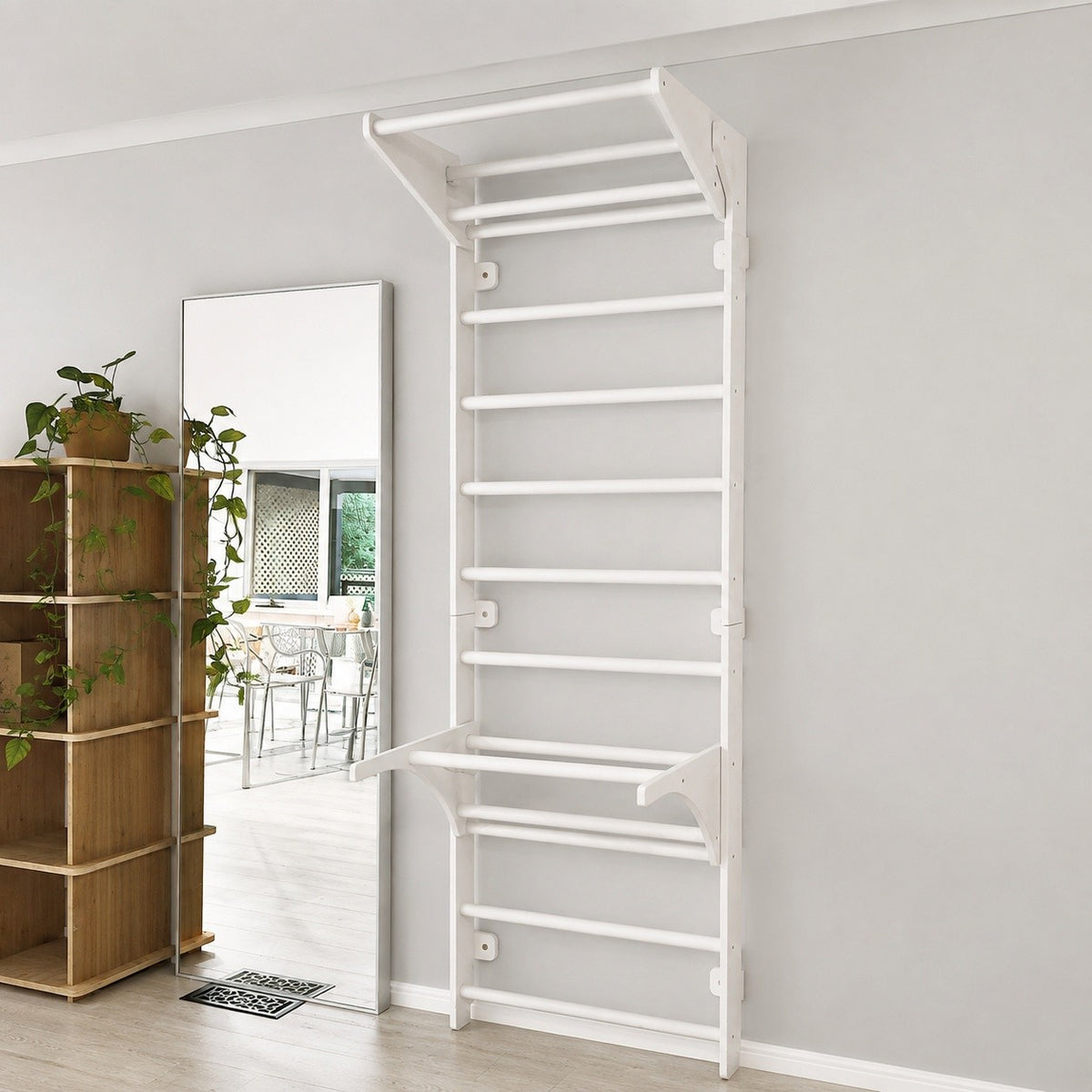 Zweedse ladder naturel met optrekstang en dipstang – afbeelding 5